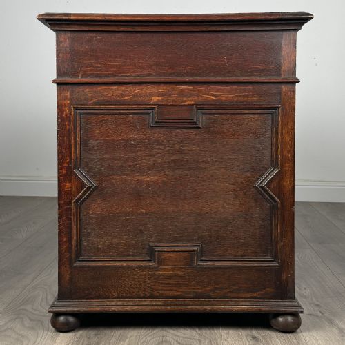 ANTIQUE LATE 19TH CENTURY JACOBEAN STYLE PEDESTAL DESK IN OAK - ADDITIONAL PHOTO 2