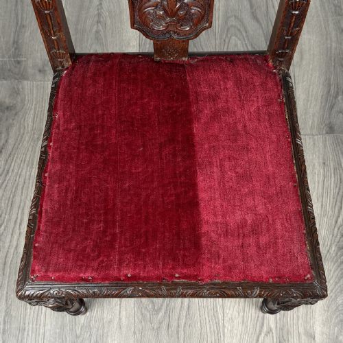 ANTIQUE LATE 19TH CENTURY SET OF 6 CARVED OAK DINING CHAIRS - ADDITIONAL PHOTO 8