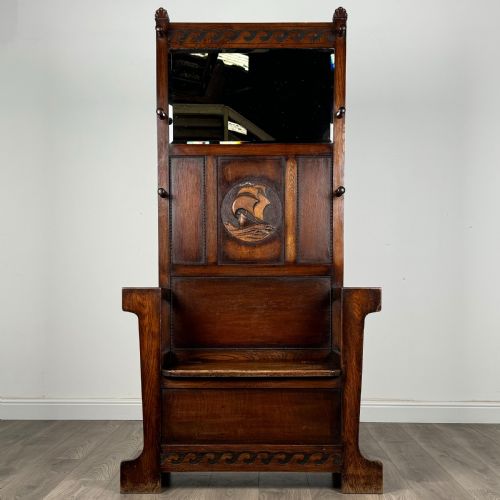 antique 20th century carved oak hall stand - CATEGORY: ANTIQUE FURNITURE - DATED EDWARDIAN