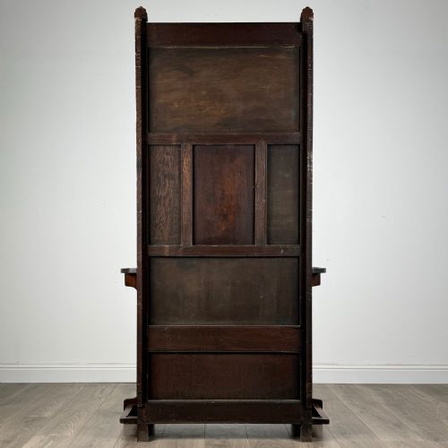 ANTIQUE 20TH CENTURY CARVED OAK HALL STAND - ADDITIONAL PHOTO 5