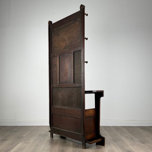 ANTIQUE 20TH CENTURY CARVED OAK HALL STAND - ADDITIONAL PHOTO 6