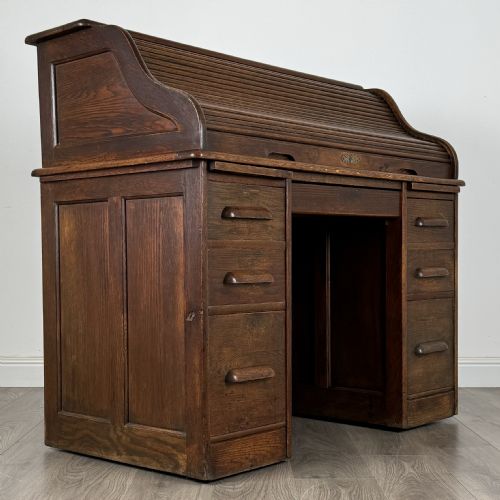 ANTIQUE 20TH CENTURY ROLL TOP DESK IN OAK - ADDITIONAL PHOTO 8