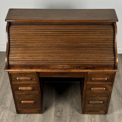 ANTIQUE 20TH CENTURY ROLL TOP DESK IN OAK - ADDITIONAL PHOTO 9