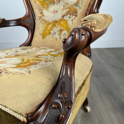 ANTIQUE 19TH CENTURY FINE QUALITY ARMCHAIR IN WALNUT - ADDITIONAL PHOTO 8