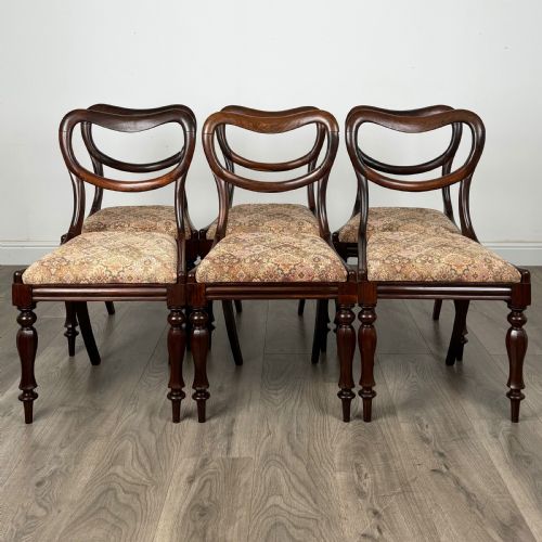 antique 19th century set of 6 balloon back dining chairs - CATEGORY: ANTIQUE CHAIRS - DATED VICTORIAN