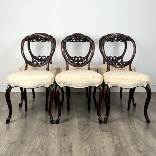 antique 19th century set of 6 balloon back dining chairs - CATEGORY: ANTIQUE CHAIRS - DATED VICTORIAN