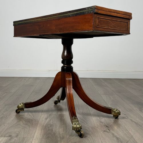 ANTIQUE EARLY 19TH CENTURY REGENCY CARD TABLE IN MAHOGANY - ADDITIONAL PHOTO 9