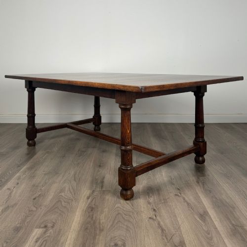 antique large 20th century dining table in oak - CATEGORY: ANTIQUE TABLES - DATED EDWARDIAN