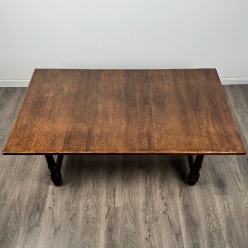 ANTIQUE LARGE 20TH CENTURY DINING TABLE IN OAK - ADDITIONAL PHOTO 5