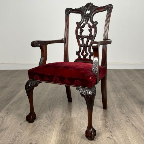 ANTIQUE 19TH CENTURY SET OF 6 CHIPPENDALE STYLE DINING CHAIRS - ADDITIONAL PHOTO 1