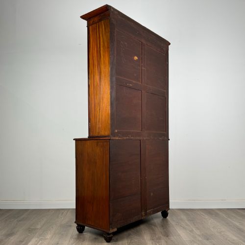 ANTIQUE 19TH CENTURY BOOKCASE ON CUPBOARD IN MAHOGANY - ADDITIONAL PHOTO 4