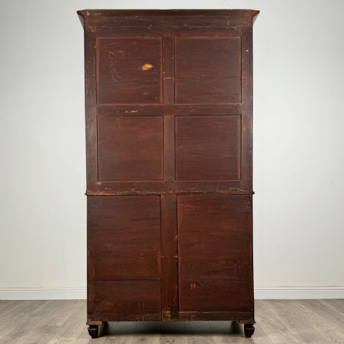 ANTIQUE 19TH CENTURY BOOKCASE ON CUPBOARD IN MAHOGANY - ADDITIONAL PHOTO 5