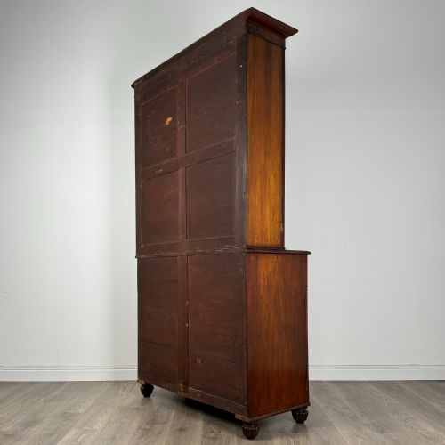 ANTIQUE 19TH CENTURY BOOKCASE ON CUPBOARD IN MAHOGANY - ADDITIONAL PHOTO 6