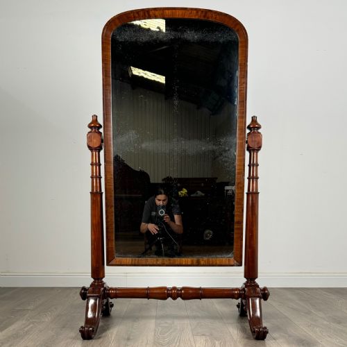 ANTIQUE LARGE 19TH CENTURY FINE QUALITY VICTORIAN CHEVAL MIRROR - ADDITIONAL PHOTO 1