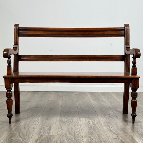 ANTIQUE 20TH CENTURY GOOD QUALITY HALL BENCH IN WALNUT - ADDITIONAL PHOTO 1
