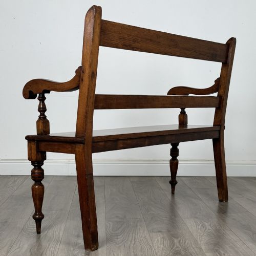 ANTIQUE 20TH CENTURY GOOD QUALITY HALL BENCH IN WALNUT - ADDITIONAL PHOTO 3
