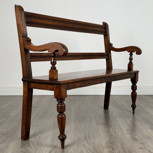 ANTIQUE 20TH CENTURY GOOD QUALITY HALL BENCH IN WALNUT - ADDITIONAL PHOTO 5
