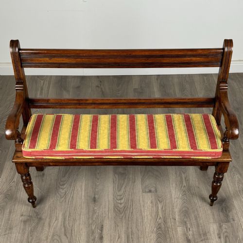 ANTIQUE 20TH CENTURY GOOD QUALITY HALL BENCH IN WALNUT - ADDITIONAL PHOTO 7