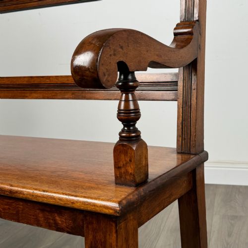 ANTIQUE 20TH CENTURY GOOD QUALITY HALL BENCH IN WALNUT - ADDITIONAL PHOTO 11