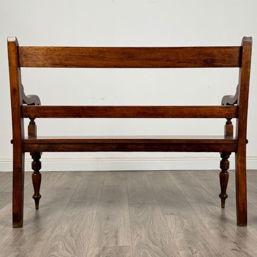 ANTIQUE 20TH CENTURY GOOD QUALITY HALL BENCH IN WALNUT - ADDITIONAL PHOTO 16
