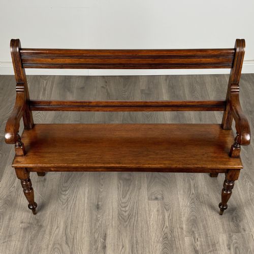 ANTIQUE 20TH CENTURY GOOD QUALITY HALL BENCH IN WALNUT - ADDITIONAL PHOTO 21
