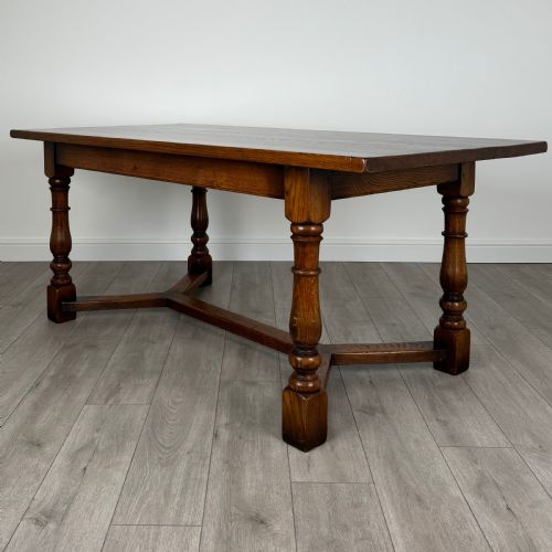 antique 20th century refractory style dining table in oak - CATEGORY: ANTIQUE TABLES - DATED EDWARDIAN