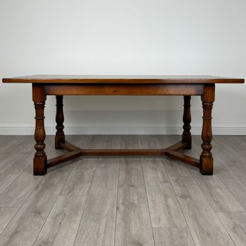 ANTIQUE 20TH CENTURY REFRACTORY STYLE DINING TABLE IN OAK - ADDITIONAL PHOTO 1