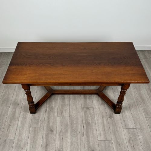 ANTIQUE 20TH CENTURY REFRACTORY STYLE DINING TABLE IN OAK - ADDITIONAL PHOTO 3