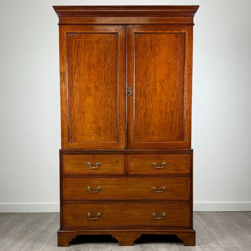 antique 19th century linen press cupboard in mahogany - CATEGORY: ANTIQUE CUPBOARDS - DATED VICTORIAN