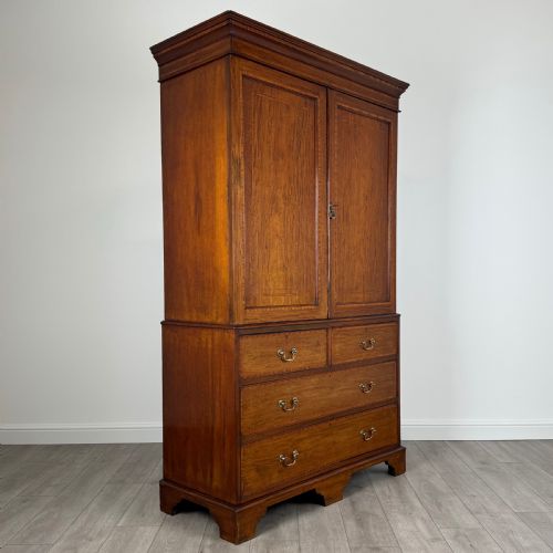 ANTIQUE 19TH CENTURY LINEN PRESS CUPBOARD IN MAHOGANY - ADDITIONAL PHOTO 8