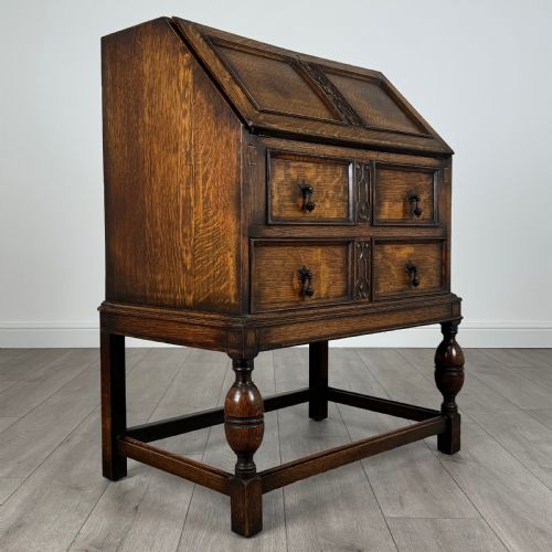 ANTIQUE 20TH CENTURY OAK BUREAU OF GOOD QUALITY - ADDITIONAL PHOTO 6