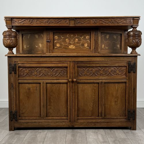 antique 20th century elizabethan style court cupboard in oak - CATEGORY: ANTIQUE CUPBOARDS - DATED EDWARDIAN