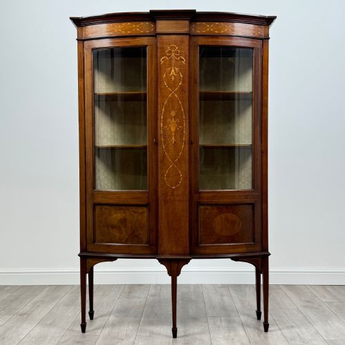 antique late 19th century inlaid display cabinet in mahogany - CATEGORY: ANTIQUE CABINETS - DATED VICTORIAN