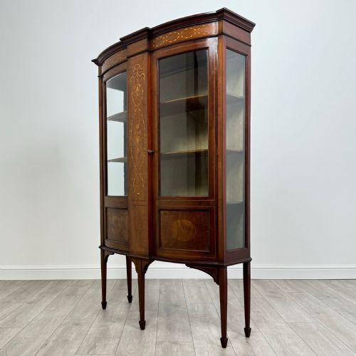 ANTIQUE LATE 19TH CENTURY INLAID DISPLAY CABINET IN MAHOGANY - ADDITIONAL PHOTO 2