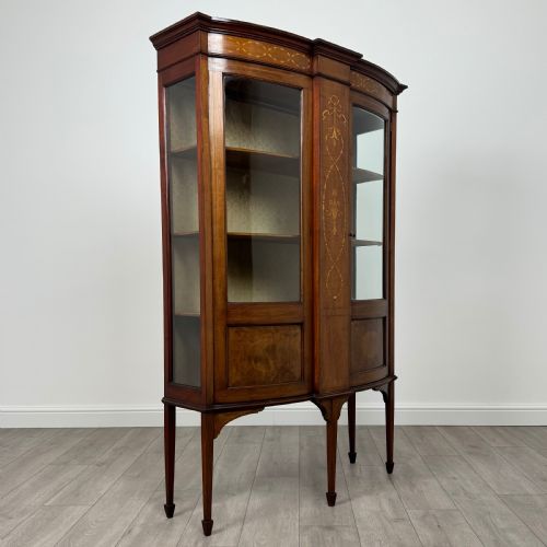 ANTIQUE LATE 19TH CENTURY INLAID DISPLAY CABINET IN MAHOGANY - ADDITIONAL PHOTO 8
