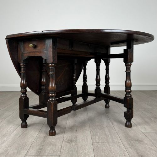 ANTIQUE 20TH CENTURY GATE LEG TABLE IN OAK - ADDITIONAL PHOTO 9