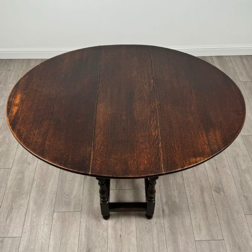 ANTIQUE 20TH CENTURY GATE LEG TABLE IN OAK - ADDITIONAL PHOTO 10