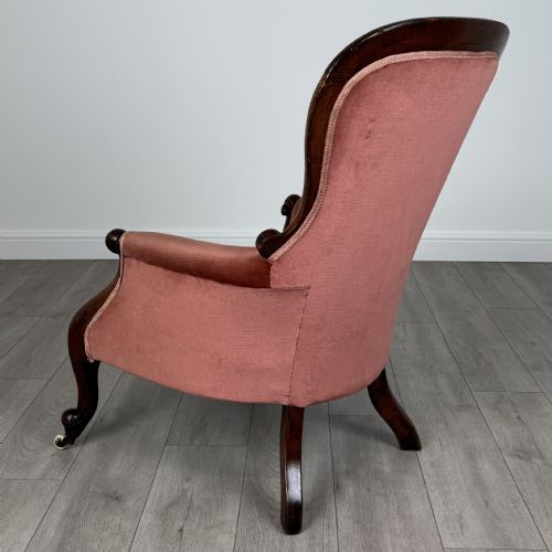 ANTIQUE 19TH CENTURY BUTTON BACK ARMCHAIR IN MAHOGANY - ADDITIONAL PHOTO 2