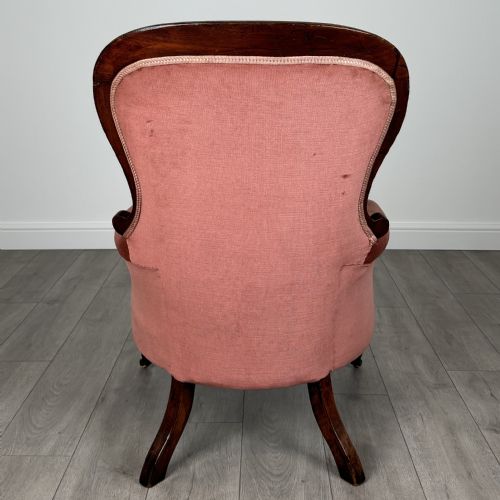 ANTIQUE 19TH CENTURY BUTTON BACK ARMCHAIR IN MAHOGANY - ADDITIONAL PHOTO 3