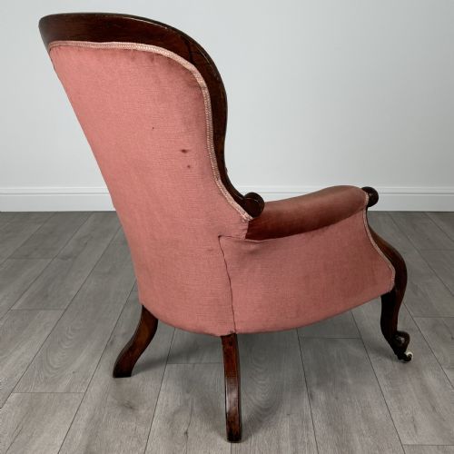 ANTIQUE 19TH CENTURY BUTTON BACK ARMCHAIR IN MAHOGANY - ADDITIONAL PHOTO 4