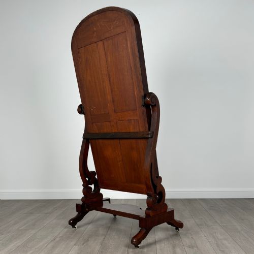 ANTIQUE 19TH CENTURY GOOD QUALITY CHEVAL MIRROR IN MAHOGANY - ADDITIONAL PHOTO 4