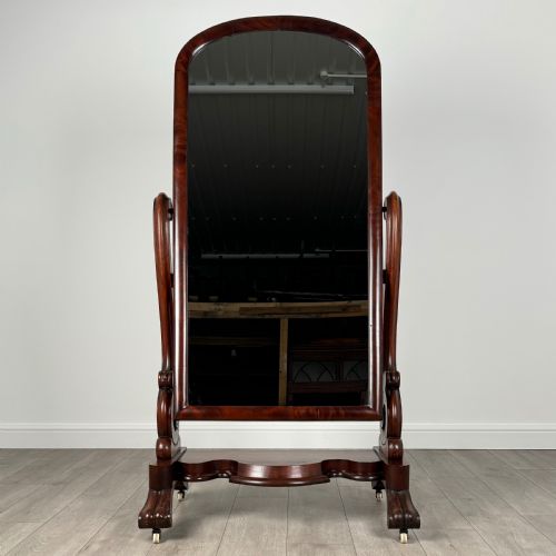 ANTIQUE 19TH CENTURY GOOD QUALITY CHEVAL MIRROR IN MAHOGANY - ADDITIONAL PHOTO 7