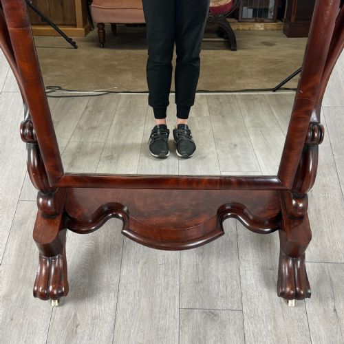 ANTIQUE 19TH CENTURY GOOD QUALITY CHEVAL MIRROR IN MAHOGANY - ADDITIONAL PHOTO 8