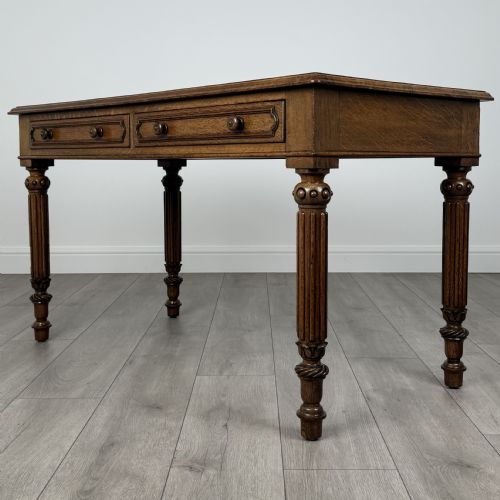 ANTIQUE 19TH CENTURY FINE QUALITY WRITING TABLE IN OAK - ADDITIONAL PHOTO 1