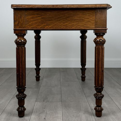 ANTIQUE 19TH CENTURY FINE QUALITY WRITING TABLE IN OAK - ADDITIONAL PHOTO 3