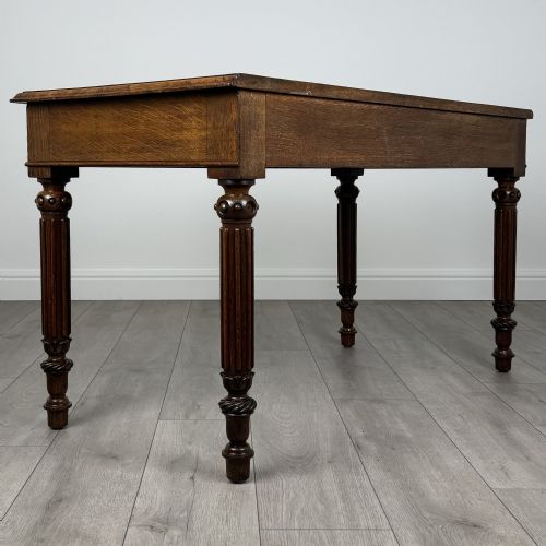 ANTIQUE 19TH CENTURY FINE QUALITY WRITING TABLE IN OAK - ADDITIONAL PHOTO 4