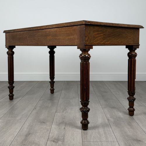 ANTIQUE 19TH CENTURY FINE QUALITY WRITING TABLE IN OAK - ADDITIONAL PHOTO 5
