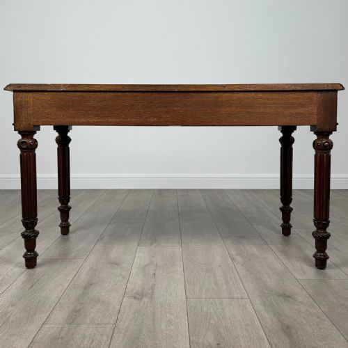 ANTIQUE 19TH CENTURY FINE QUALITY WRITING TABLE IN OAK - ADDITIONAL PHOTO 6