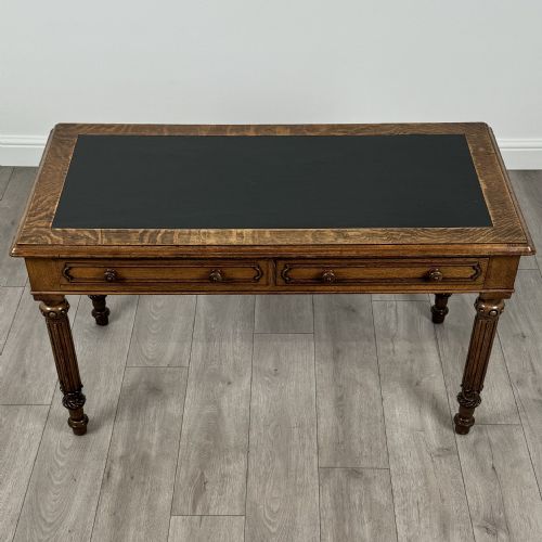 ANTIQUE 19TH CENTURY FINE QUALITY WRITING TABLE IN OAK - ADDITIONAL PHOTO 8