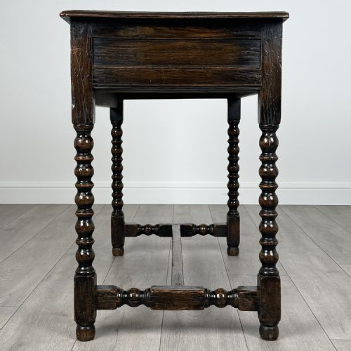 ANTIQUE 18TH CENTURY BOBBIN TURNED WRITING TABLE IN OAK - ADDITIONAL PHOTO 2